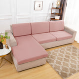 Housse assise de canape angle rose pale