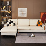 Housse assise de canape angle simili cuir beige