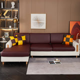 Housse assise de canape angle simili cuir bordeaux