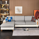 Housse assise de canape angle simili cuir gris clair