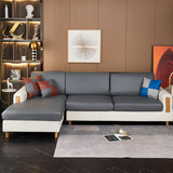 Housse assise de canape angle simili cuir gris fonce