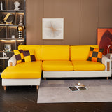 Housse assise de canape angle simili cuir jaune