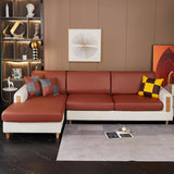 Housse assise de canape angle simili cuir marron