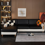 Housse assise de canape angle simili cuir noir