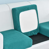 Housse assise de canape extensible jacquard bleu canard