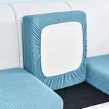 Housse assise de canape extensible jacquard bleu clair