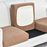 Housse assise de canape extensible jacquard marron clair
