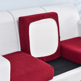 Housse assise de canape extensible jacquard rouge
