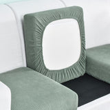 Housse assise de canape extensible jacquard vert de gris