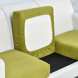 Housse assise de canape extensible jacquard vert
