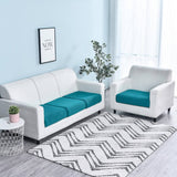 Housse assise de canape jacquard bleu canard