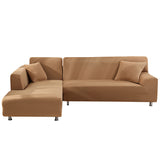 Housse de Canapé d'Angle Extensible Marron Clair