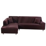 Housse de Canapé d'Angle Extensible Marron Foncé