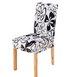 Housse de Chaise Extensible Fleurie Blanc et Noir
