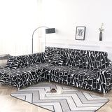 Housse de canape d'angle bi extensible noir