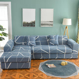 Housse de canape d'angle elastique bleu