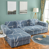Housse de canape angle elastique et extensible bleu