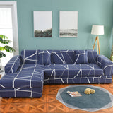 Housse de canape d'angle extensible bleu roi