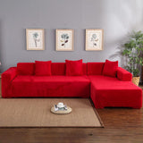 Housse de Canapé d'Angle Velours Extensible Rouge