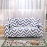 Housse de canape extensible blanc et bleu