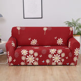 Housse de canape extensible fleurie rouge