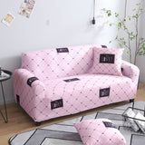 Housse de canape extensible rose vu de coté