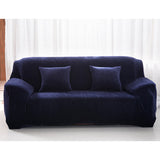 Housse de canape extensible velours bleu marine