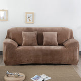 Housse de canape extensible velours marron clair