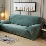 Housse de canape extensible velours vert d'eau