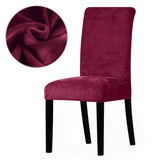 Housse de Chaise Extensible Velours Bordeaux