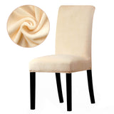 Housse de Chaise Extensible Velours Blanc Écru