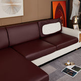 Housse de coussin d'assise de canape d'angle simili cuir bordeaux