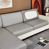 Housse de coussin d'assise de canape d'angle simili cuir gris clair