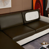 Housse de coussin d'assise de canape d'angle simili cuir kaki