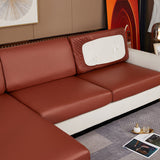 Housse de coussin d'assise de canape d'angle simili cuir marron