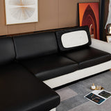 Housse de coussin d'assise de canape d'angle simili cuir noir