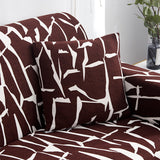 Housse de coussin bi extensible marron pour canape angle