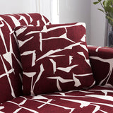 Housse de coussin bi extensible rouge pour canape d'angle