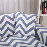Housse de coussin blanc et bleu pour canape