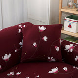 Housse de coussin extensible pour canapé fleurie