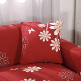 Housse de coussin pour canapé fleurie rouge