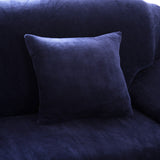 Housse de coussin en velours bleu marine pour canape d'angle