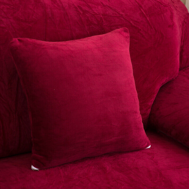Housse de coussin en velours rouge 50 x 50 cm bordeaux rayé carré coussin  de canapé