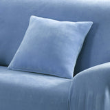 Housse de coussin velours extensible bleu