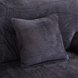 Housse de coussin en velours gris anthracite pour canape