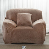 Housse de fauteuil velours marron clair