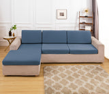 Housse pour assise de canape angle bleu gris