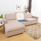Housse pour assise de canape angle extensible beige