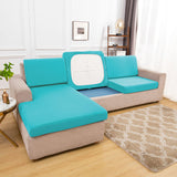 Housse pour assise de canape angle extensible bleu clair