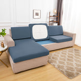 Housse pour assise de canape angle extensible bleu gris